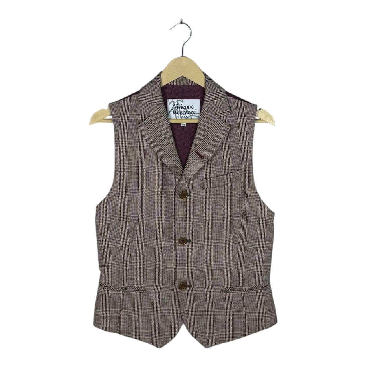 Vivienne Westwood MAN ベスト Vintage Vivienne Westwood Man Brown Check Vest Jacket - Etsy Israel