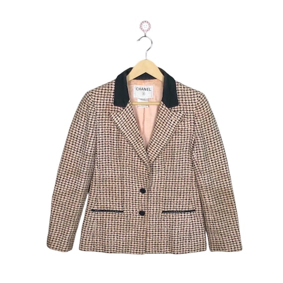 Vintage CHANEL Pink Black Tweed Blazer FR36 | 90s Y2K Boucle CC
