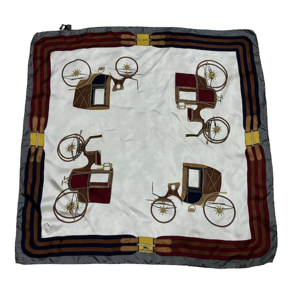 高級ヴィンテージ ロンシャン シルク スカーフ Les Voitures a