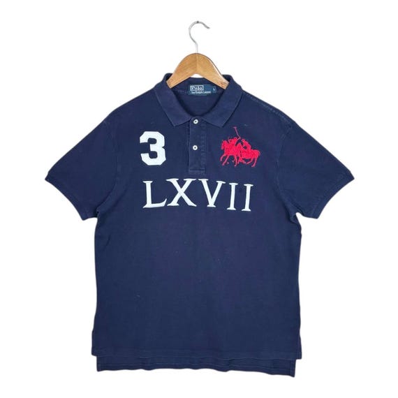 Buy Vintage Polo Ralph Lauren Big Pony Polo Shirt Navy Online in