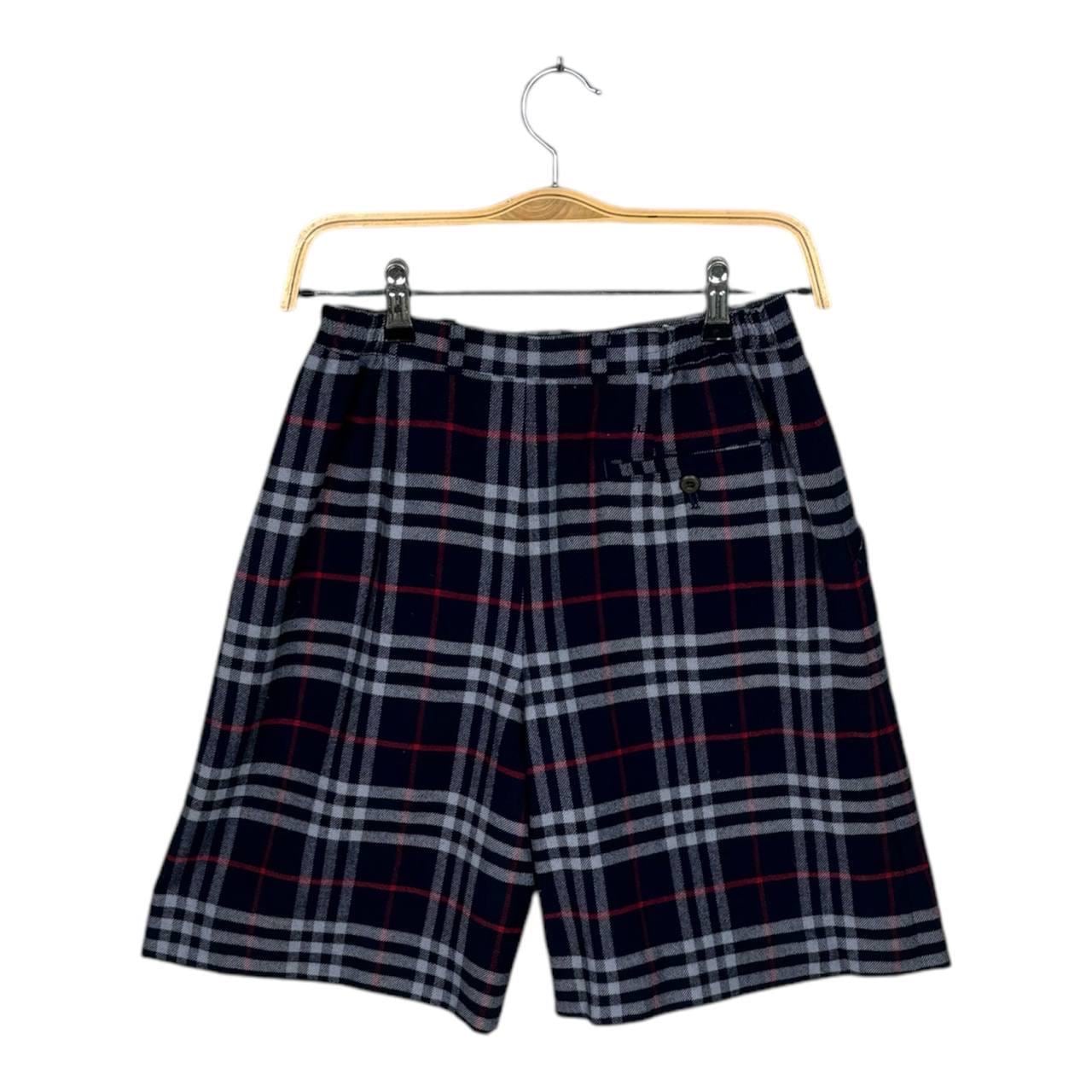 Vintage Burberrys Blue Nova Check Wool Shorts Japanese License