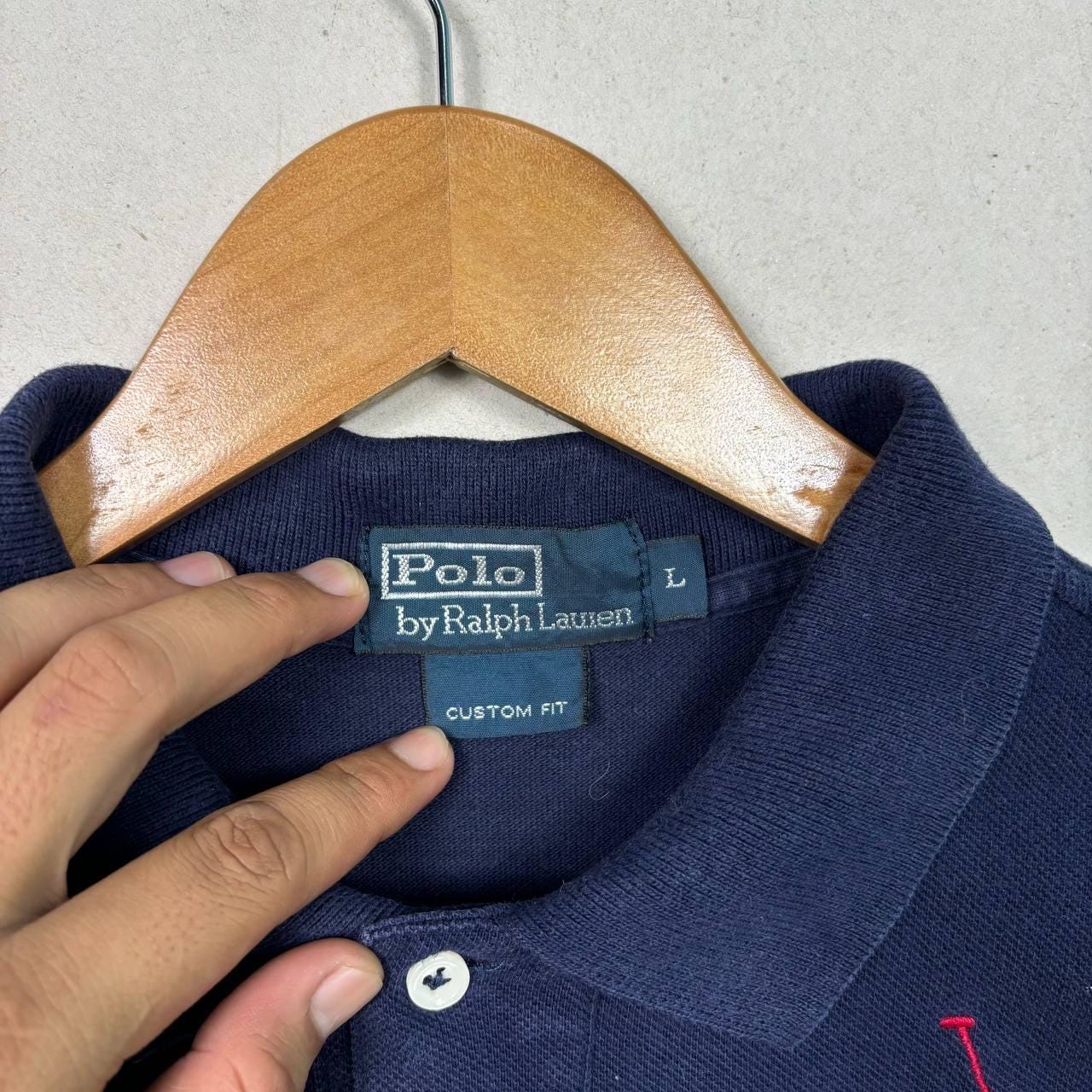 Vintage Polo Ralph Lauren Big Pony LXVII Polo Shirt Navy Blue Red
