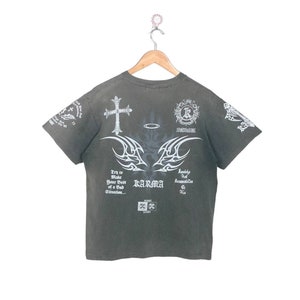 Vintage Trash Sun Faded Karma Cross Ghost Destroyed Tshirt Religion Cross Tee