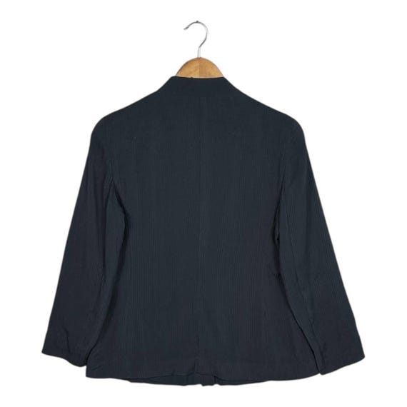 90s GIORGIO ARMANI ベルクロ ノーカラーシャツジャケット 48 Vintage 90s Giorgio Armani Black Textured Blazer Jacket, Size 42
