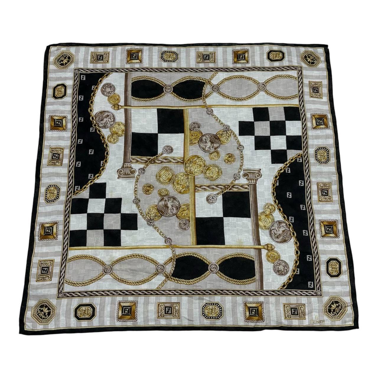 Vintage Fendi Zucca Mini Scarf / Neckerchief / Handkerchief