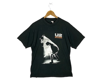 Vtg 1988 U2 Rattle and Hum T-shirt Black L 80s Bono Edge New Wave