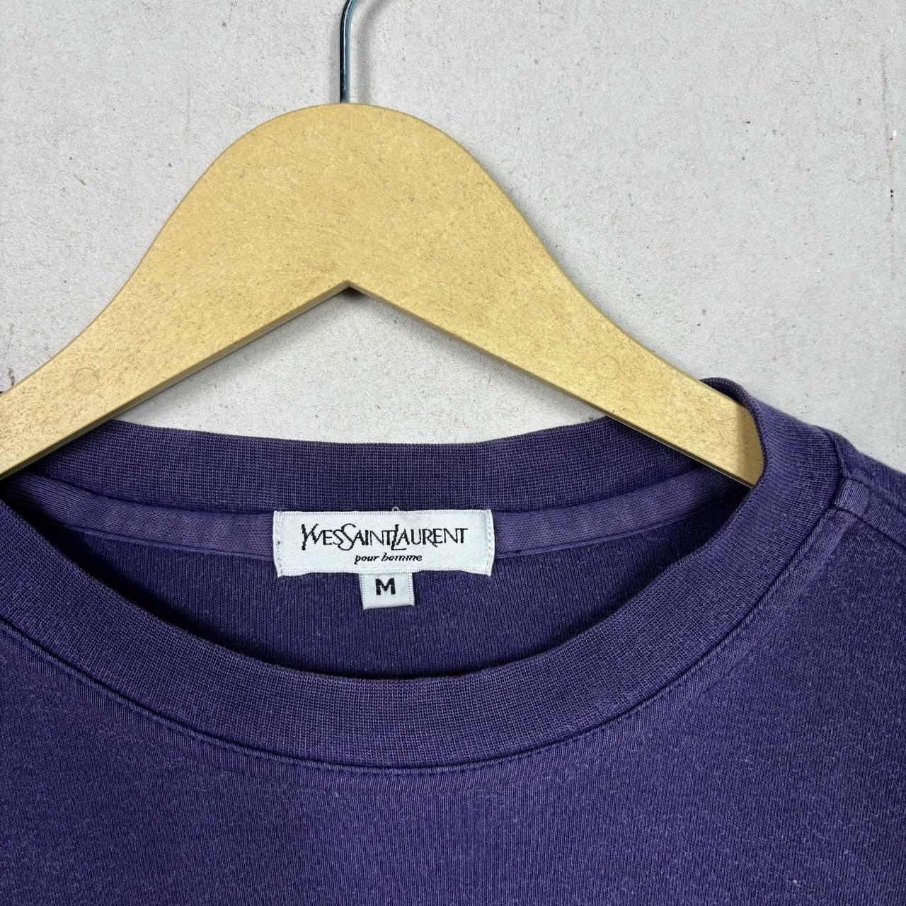 Vintage 90s YSL Yves Saint Laurent Big Logo Purple Long Sleeve 