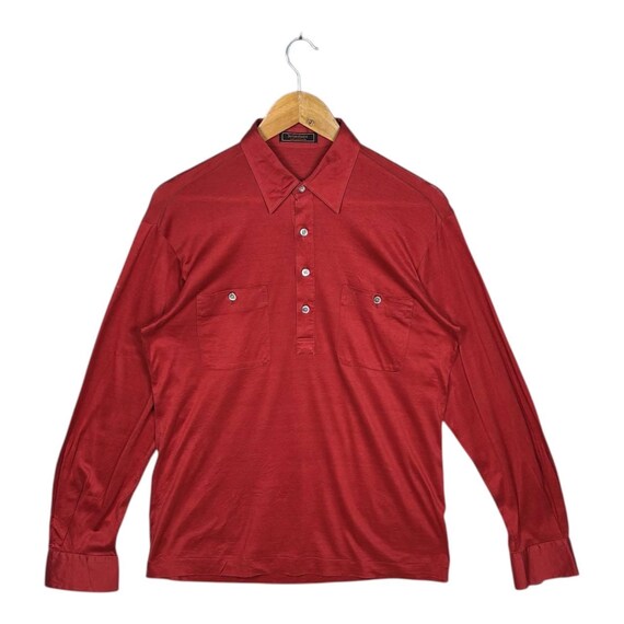 Vintage 90s Yves Saint Laurent Polos Shirt Double Pocket YSL Red