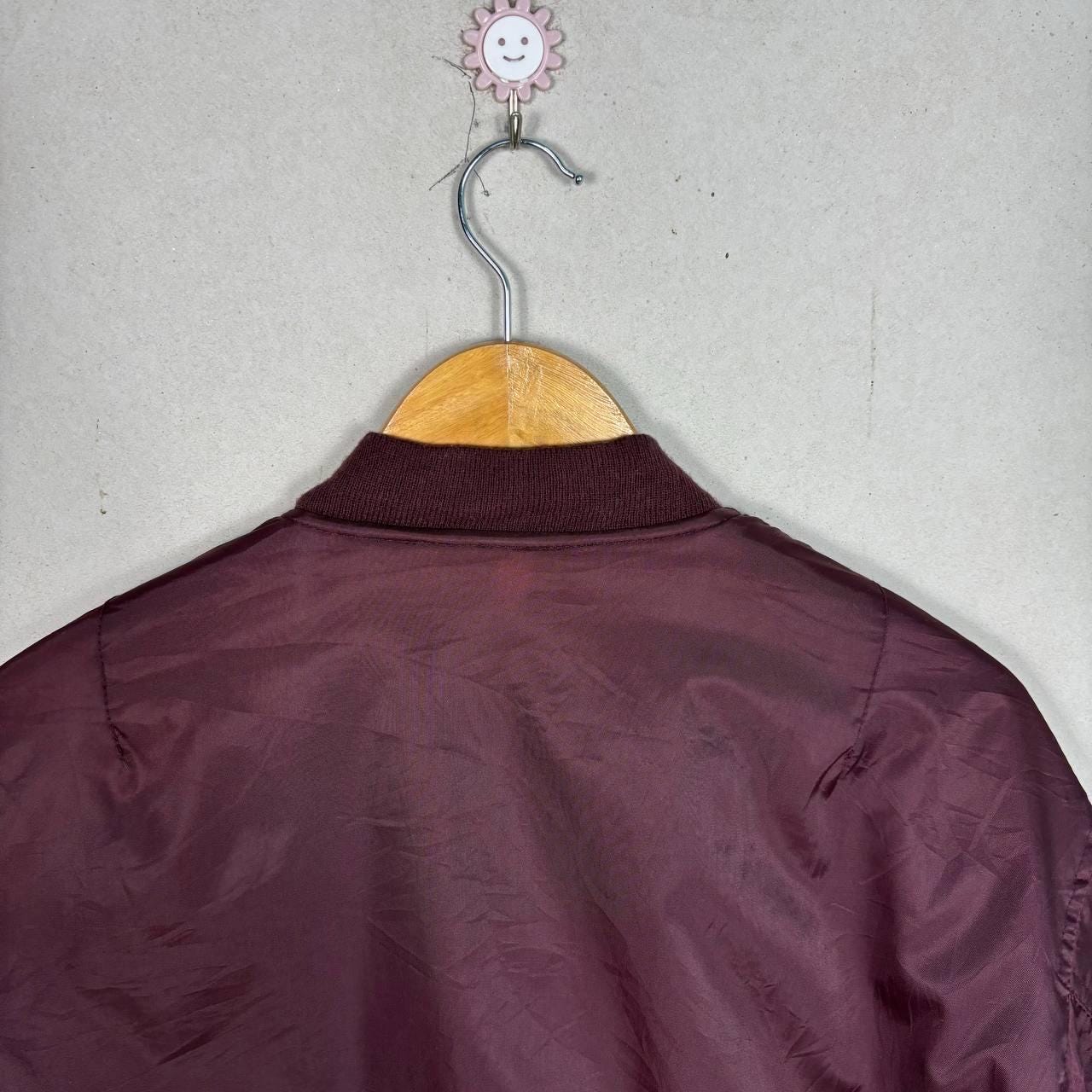 Vintage 90s USA Military Flight Jacket Bomber Burgundy Style Alpha 