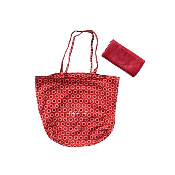 Vintage Agnes Red Tote Bag and Wallet Set