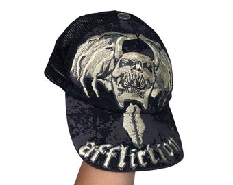 Y2K Affliction Hip Hop Skull Wing Sematary Trucker Hat Snapback