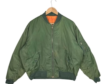 Vintage L-2 Light Flying Flight Bomber Jacket Green B-17 Patch and