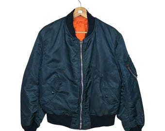 Vintage 90s Alpha Industries MA-1 Flight Jacket: Reversible Silver