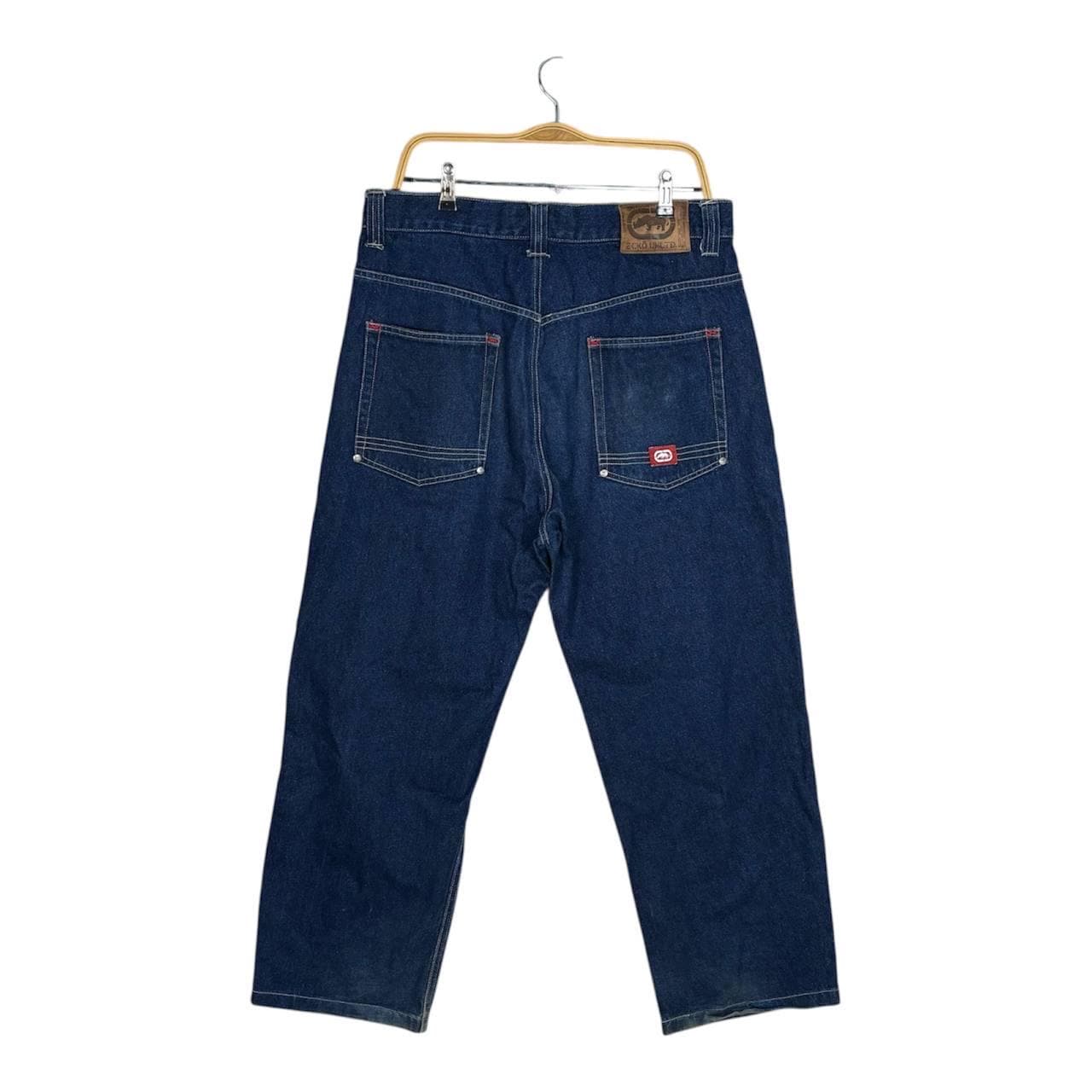 Thrashed Y2K ECKO UNLTD Distressed Baggy Blue Jeans Skater Style