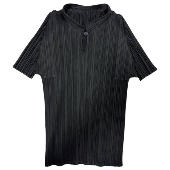 90s ISSEY MIYAKE プリーツデザイン ドレスシャツ Vintage 90s PLEATS PLEASE Issey Miyake Plisse Mock Neck Tunic Top