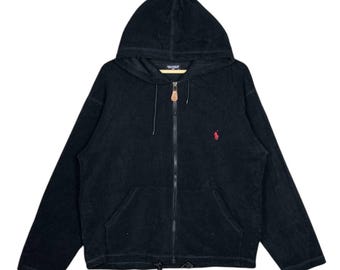 トップス 90s Polo by Ralph Lauren ziphoodie black Vintage 90s Polo Jeans Co. Ralph Lauren Fleece Full Zip Hoodie