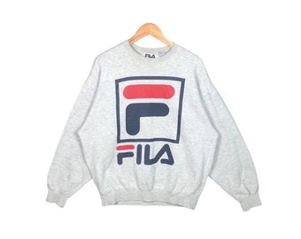 Vintage 90s Fila Big Logo Overprinted Sweatshirt Dope Streetwear Fashion