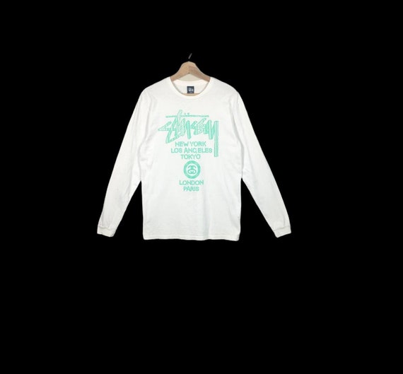 Vintage 90s Stussy World Tour LS White Tee Shirt Powell - Etsy