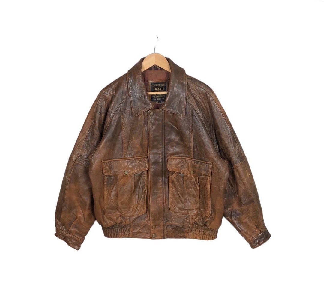 Vintage 80s Reservations Tickets Leather Jacket Type G-1 Vintage 80s Reservations Tickets Leather Jacket Type G-1