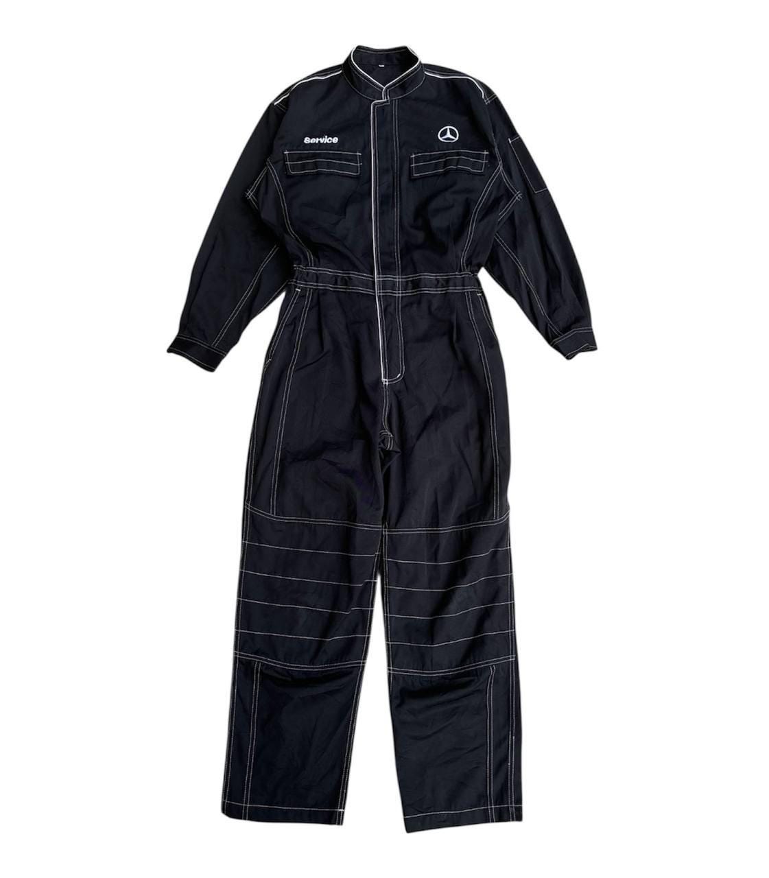 Vintage Mercedes Benz Pit Jumpsuit Coverall Black Sports Car