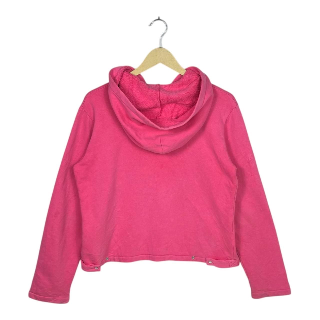 Vintage 90s Agnes B Pink Snap Button Hoodie Sweatshirt Made in