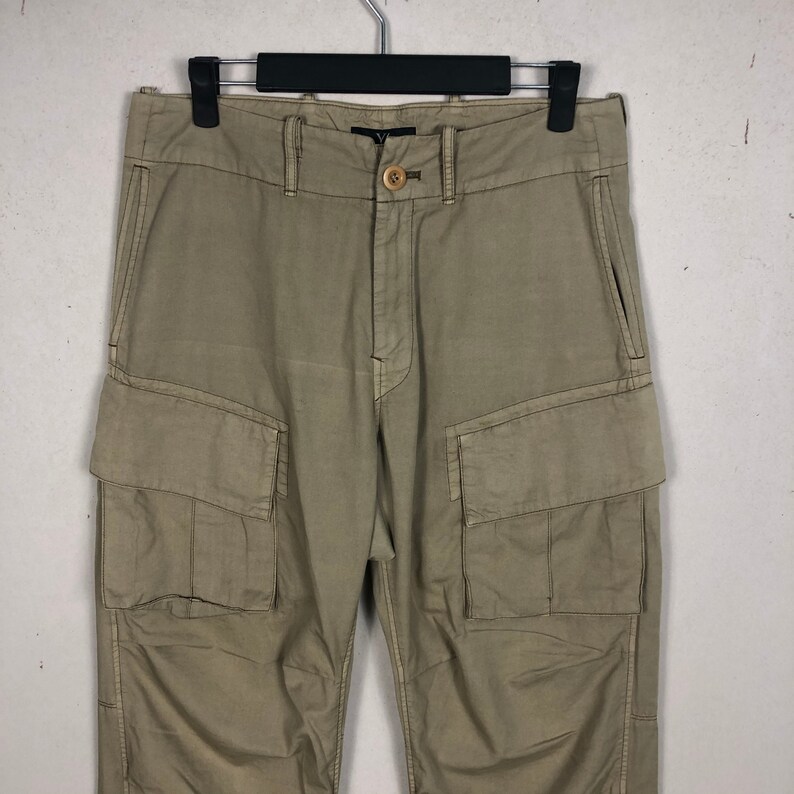 Vintage Y’s Yohji Yamamoto Archival Cargo Pants Multi Pocket Tactical Trousers Beige Cotton Rayon Blend Japanese Designer Fashion Size 2 image 7