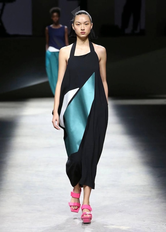 Issey Miyake Runway Green Geometric Halter Dress Size 2 M, Avant Garde  Distressed Pleated Midi Dress, Japanese Archive Designer Vintage - Etsy  Israel