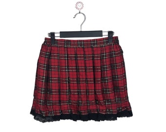 Vintage Red Plaid Punk Pleated Harajuku Skirt Gothic Emo Fashion Avant Garde Seditionaries