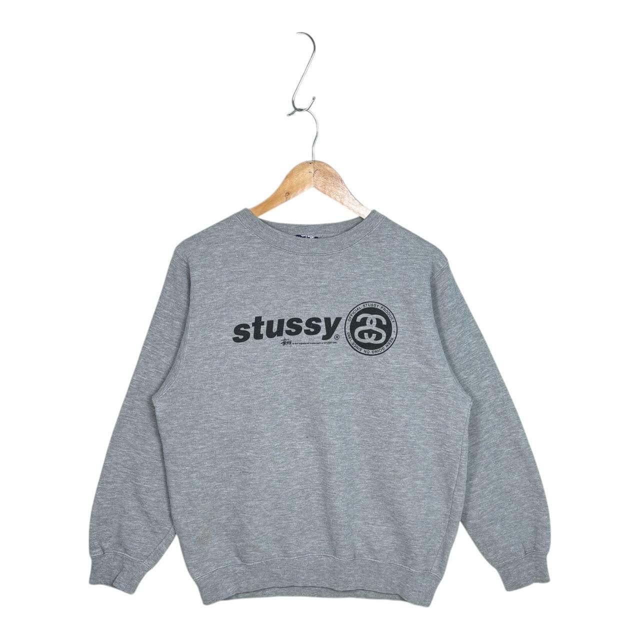Vintage Stussy Spellout Sweatshirt Gray Crewneck Size S Graphic
