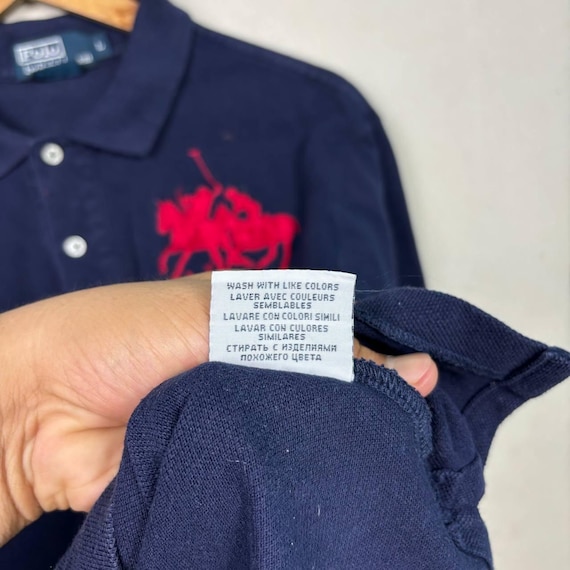Vintage Polo Ralph Lauren Big Pony LXVII Polo Shirt Navy Blue Red