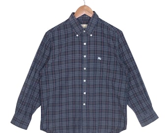 Camisa vintage de lujo Burberry Nova con botones a cuadros, talla S