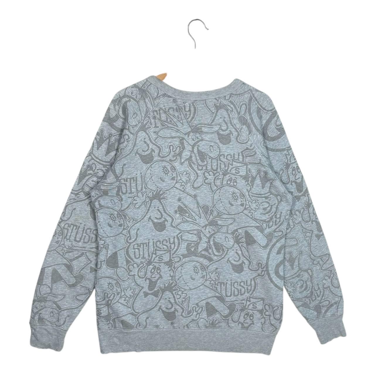 Vintage 90s Stussy All Over Print Cartoon Distressed Sweatshirt