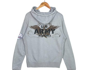 Vintage Avirex U.S. Army Air Force Full Zip Hoodie, Grey, L