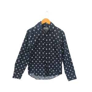 Vintage 90s Vivienne Westwood Navy Blue Star Print Shirt Punk Spirit Goth Style