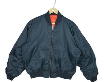 Vintage MA-1 USAF Flyer's Reversible Navy Blue/orange Bomber
