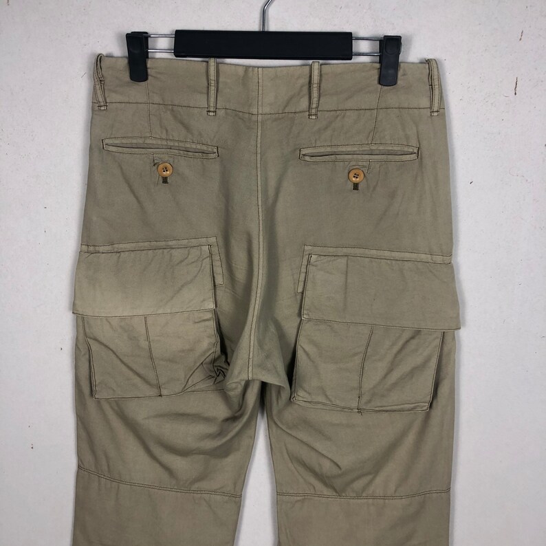 Vintage Y’s Yohji Yamamoto Archival Cargo Pants Multi Pocket Tactical Trousers Beige Cotton Rayon Blend Japanese Designer Fashion Size 2 image 8