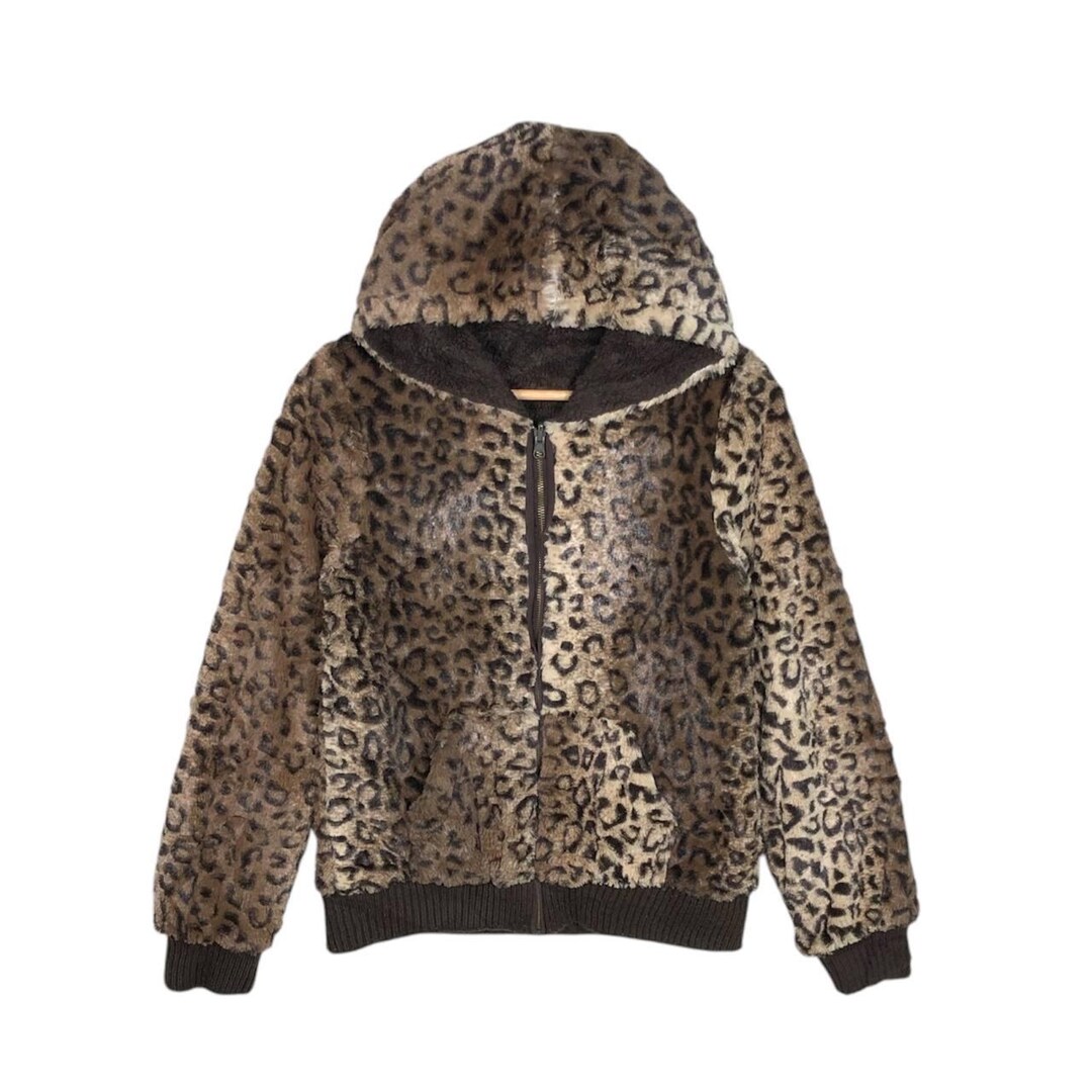 Ash leopard fur jacket (Black/nude)