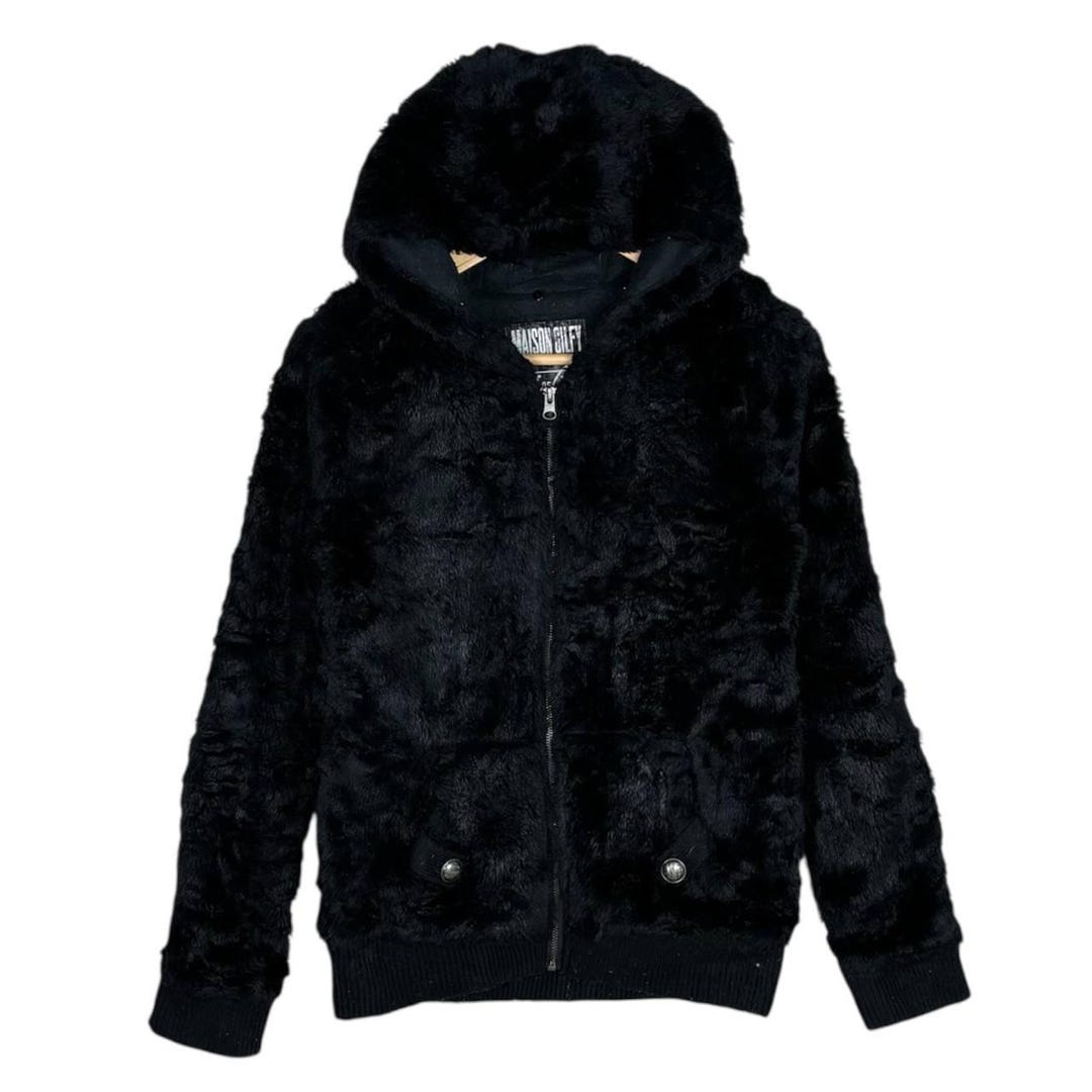Vintage Maison Gilfy Black Faux Fur Sherpa Jacket Hoodie Mohair