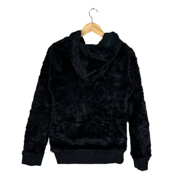 Vintage Maison Gilfy Black Faux Fur Hoodie Jacket Size M Gyaru J