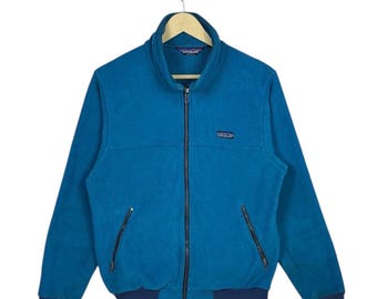 Vintage 90s 1990s Patagonia Green Bomber Jacket With Fleece Lining