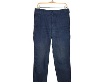 vintage AD2003 Comme des garçons homme archive pantalon bleu marine pantalon jambe droite designer japonais fuselé taille moyenne soleil délavé
