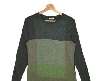 Vintage Issey Miyake Plantation Green Color Block Long Sleeve Tshirt Avant Garde