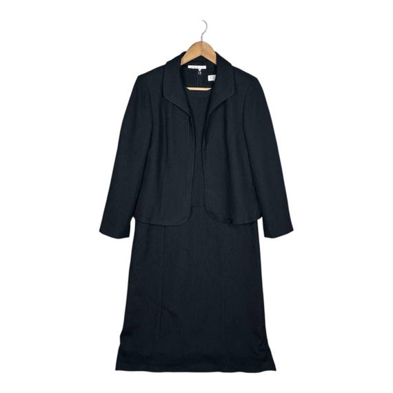 Chloé, Vintage Chloe Formal Black Suit Set Jacket & Dress 13AR Japan Crepe Knit Occasion