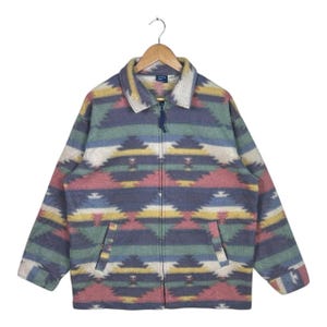 Vintage Aztec Multicolor Navajo Native Fleece Jacket