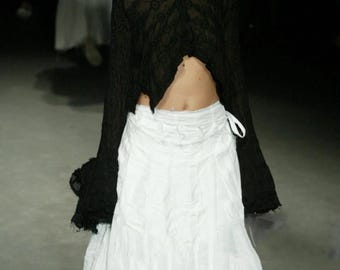 Junya Watanabe COMME des GARCONS Runway AD2004 White Cotton Pleated Archive Deconstructed Runway Parachute Maxi Skirt Japan Size M