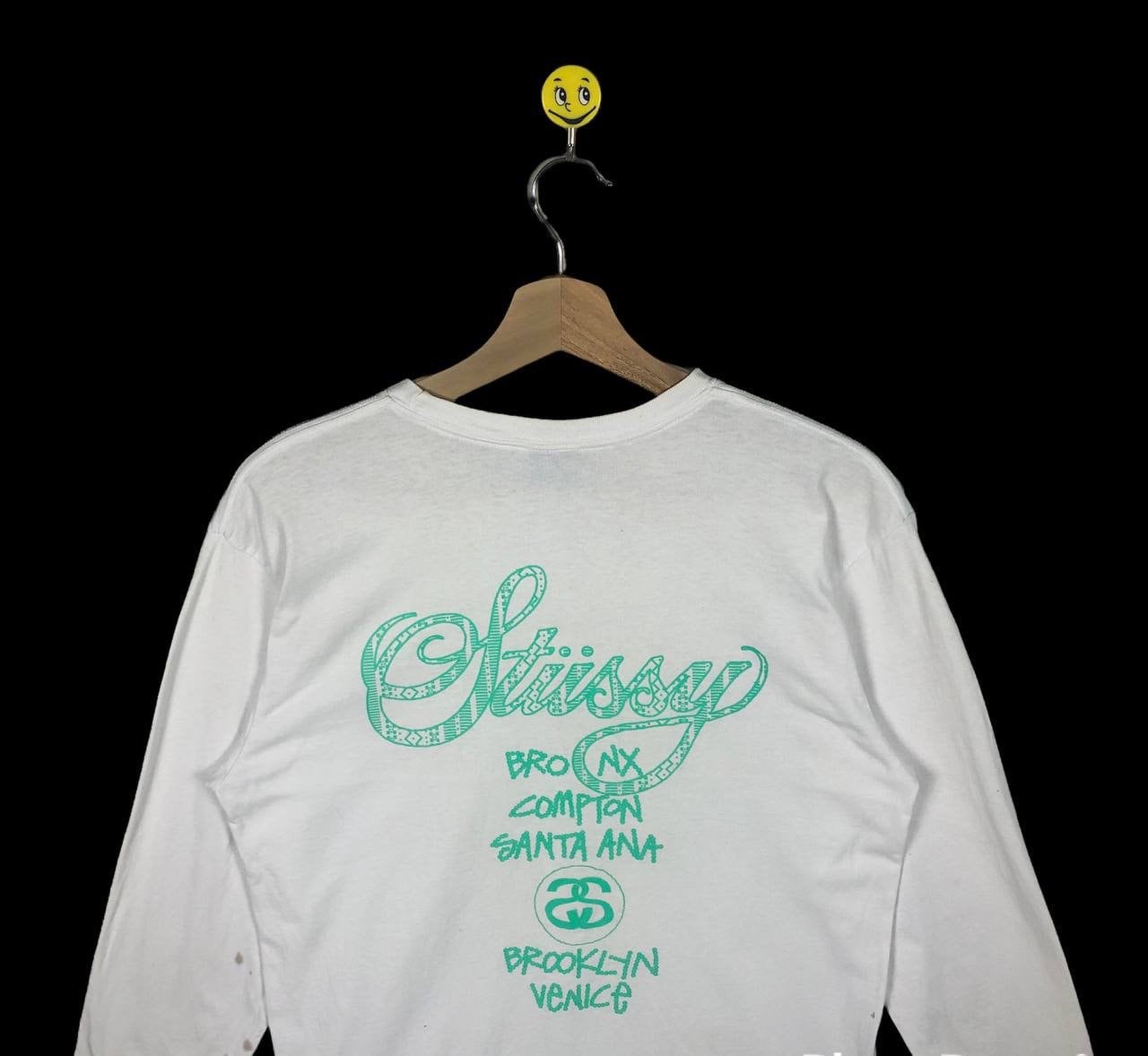 Vintage 90s Stussy World Tour White Long Sleeve Tee (size Large