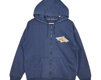Y2K Vintage 90s South Pole Full Zip Blue Hoodie Sweatshirt Size XL