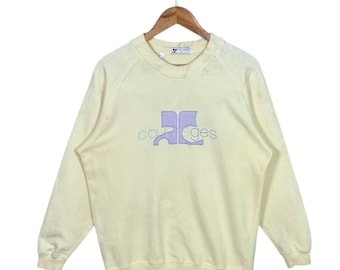 Sudadera vintage de los 90 Courreges con logo grande, color amarillo claro