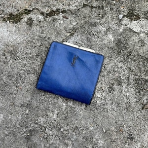Cartera plegable de piel azul Yves Saint Laurent YSL Cartera YSL