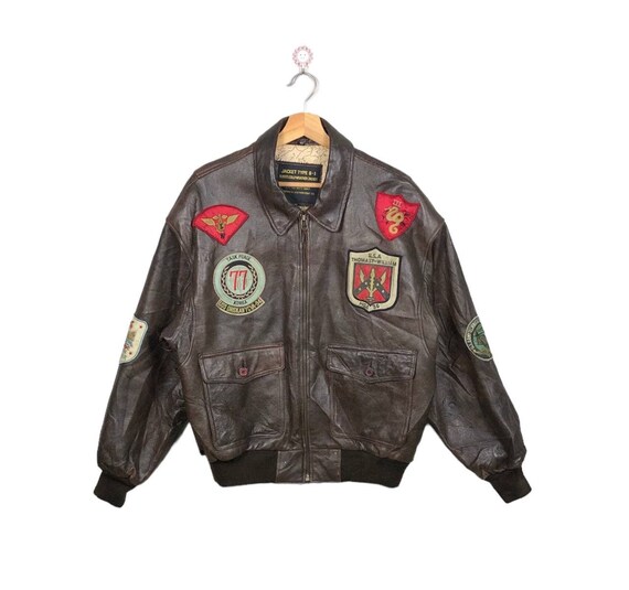 80s type G-1 real leather bomber jacket